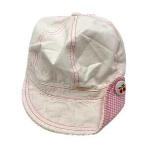 Miki House White Pink Gingham Cherry Cap | Girls’ Size 5T